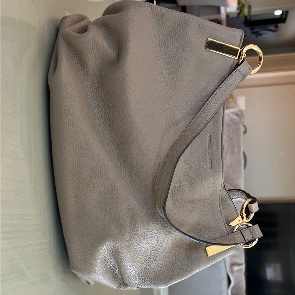 Vince Camuto TaupeLeather Shoulder Bag
